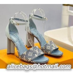 Good Looking Louis Vuitton Silhouette Sandal 8cm in Leather and Monogram Denim Light Blue 329093