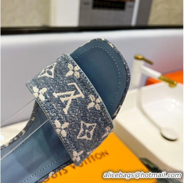 Good Looking Louis Vuitton Silhouette Sandal 8cm in Leather and Monogram Denim Light Blue 329093