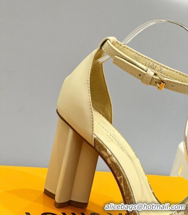 Pretty Style Louis Vuitton Silhouette Sandal 8cm in Leather and Monogram Denim Beige 329094