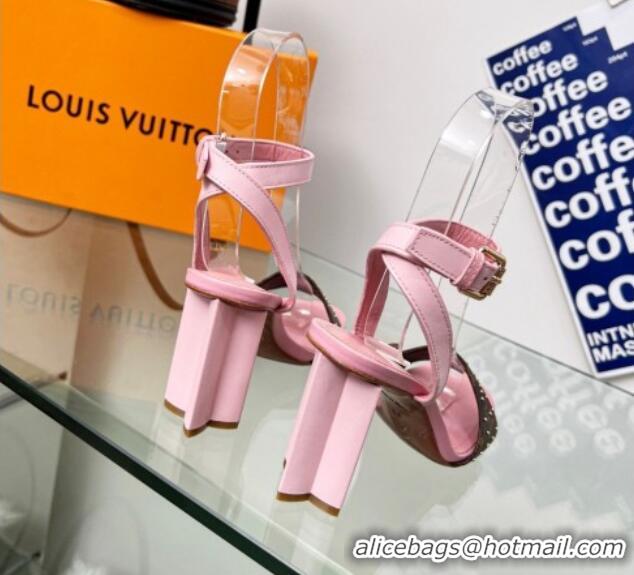 Popular Style Louis Vuitton Silhouette Sandals 8cm in Pink Leather and Studded Monogram Canvas 329099