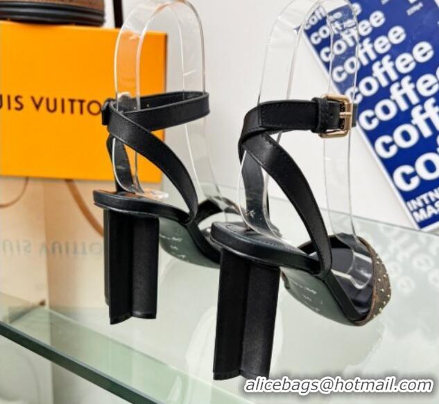 Top Design Louis Vuitton Silhouette Sandals 8cm in Black Leather and Studded Monogram Canvas 0329102