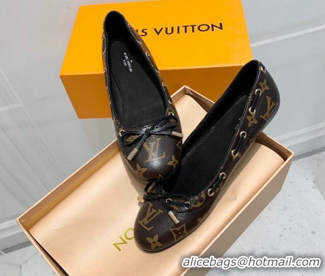 Top Grade Louis Vuitton Monogram Canvas Ballerinas with Bow 407123