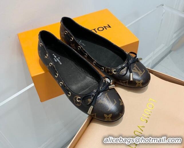 Top Grade Louis Vuitton Monogram Canvas Ballerinas with Bow 407123