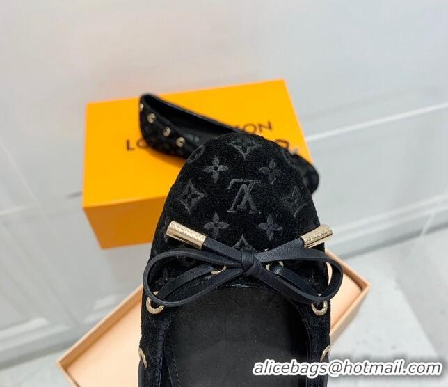 Good Looking Louis Vuitton Monogram Denim Ballerinas with Bow Black 407124 