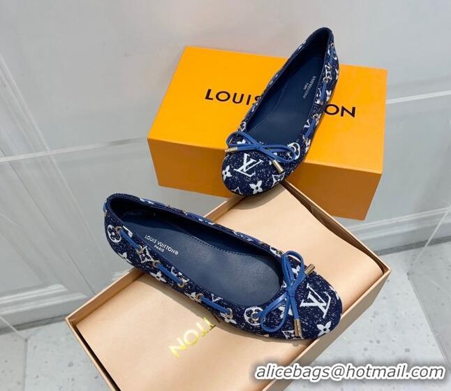 Most Popular Louis Vuitton Monogram Denim Ballerinas with Bow Dark Blue 407125