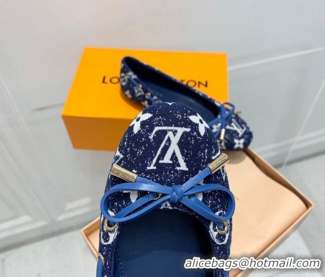 Most Popular Louis Vuitton Monogram Denim Ballerinas with Bow Dark Blue 407125