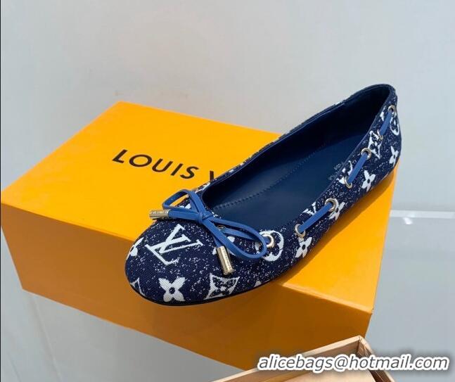 Most Popular Louis Vuitton Monogram Denim Ballerinas with Bow Dark Blue 407125