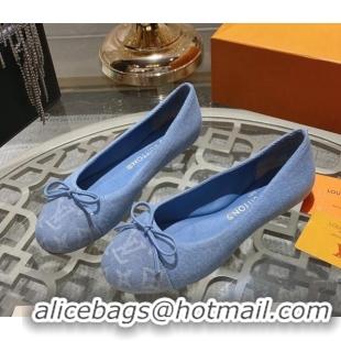 Sumptuous Louis Vuitton Popi Flat Ballerinas in Light Blue Denim 0407128