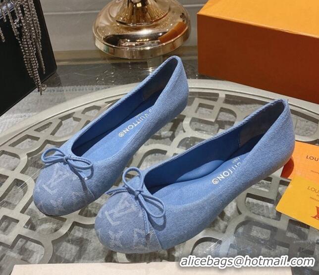 Sumptuous Louis Vuitton Popi Flat Ballerinas in Light Blue Denim 0407128