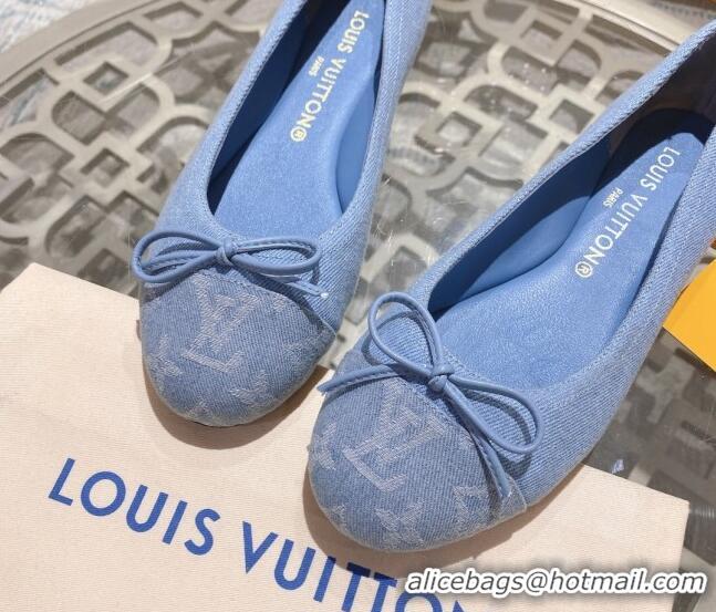 Sumptuous Louis Vuitton Popi Flat Ballerinas in Light Blue Denim 0407128