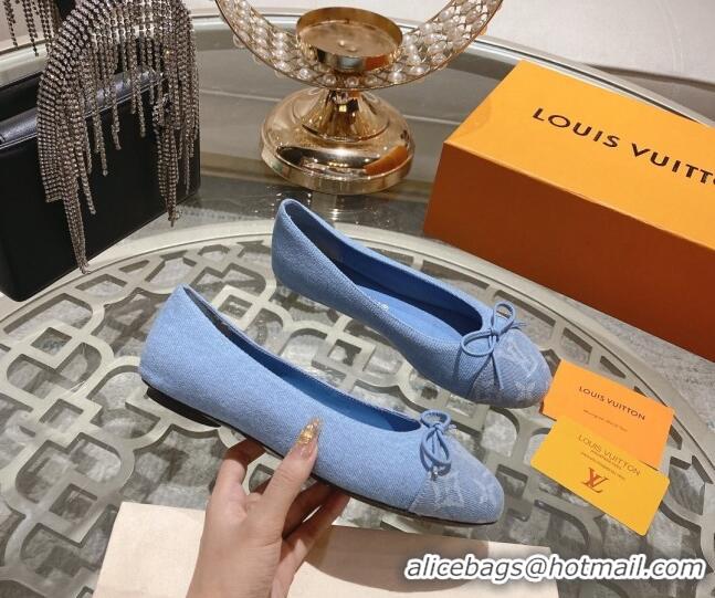 Sumptuous Louis Vuitton Popi Flat Ballerinas in Light Blue Denim 0407128