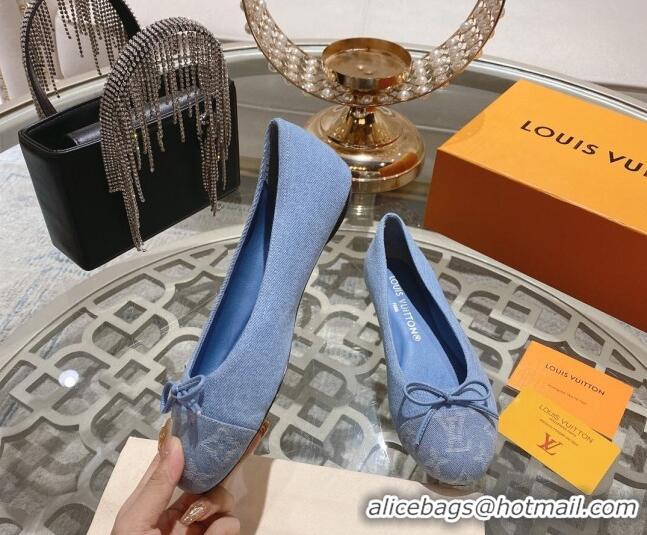 Sumptuous Louis Vuitton Popi Flat Ballerinas in Light Blue Denim 0407128