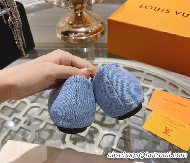 Sumptuous Louis Vuitton Popi Flat Ballerinas in Light Blue Denim 0407128