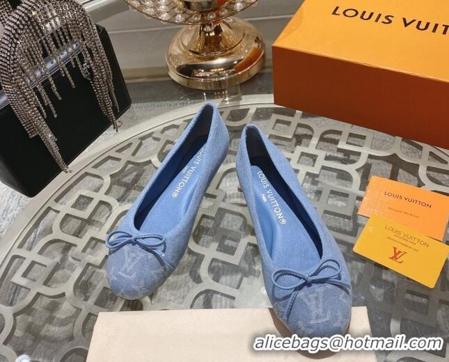 Sumptuous Louis Vuitton Popi Flat Ballerinas in Light Blue Denim 0407128