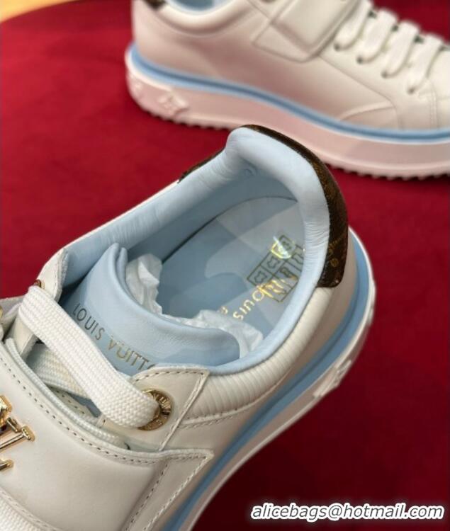 Stylish Louis Vuitton Time Out Sneakers with LV Velcro Strap Light Blue 0407130