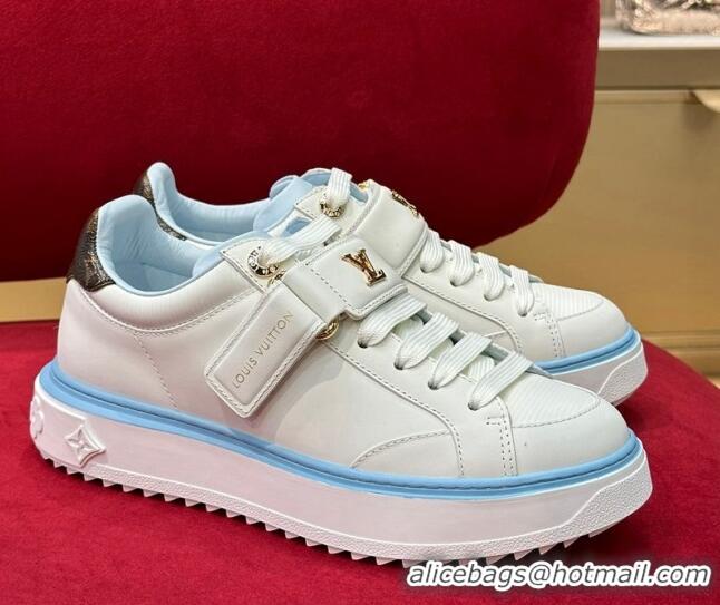 Stylish Louis Vuitton Time Out Sneakers with LV Velcro Strap Light Blue 0407130