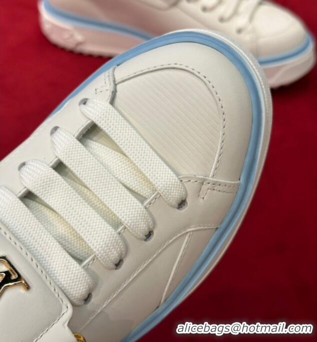 Stylish Louis Vuitton Time Out Sneakers with LV Velcro Strap Light Blue 0407130