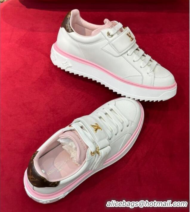 Sophisticated Louis Vuitton Time Out Sneakers with LV Velcro Strap Light Pink 407131