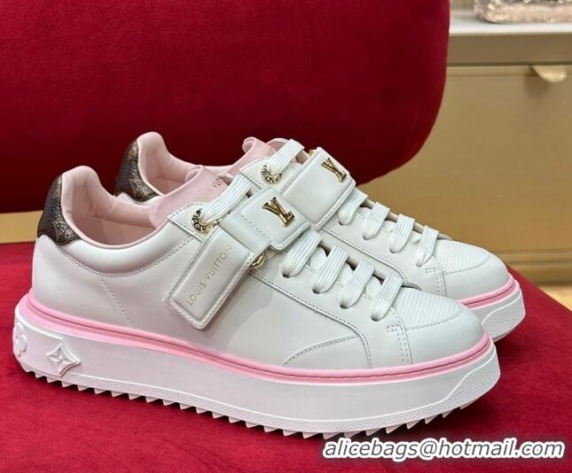 Sophisticated Louis Vuitton Time Out Sneakers with LV Velcro Strap Light Pink 407131