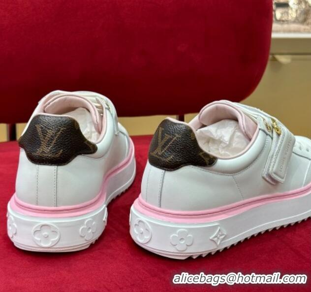 Sophisticated Louis Vuitton Time Out Sneakers with LV Velcro Strap Light Pink 407131