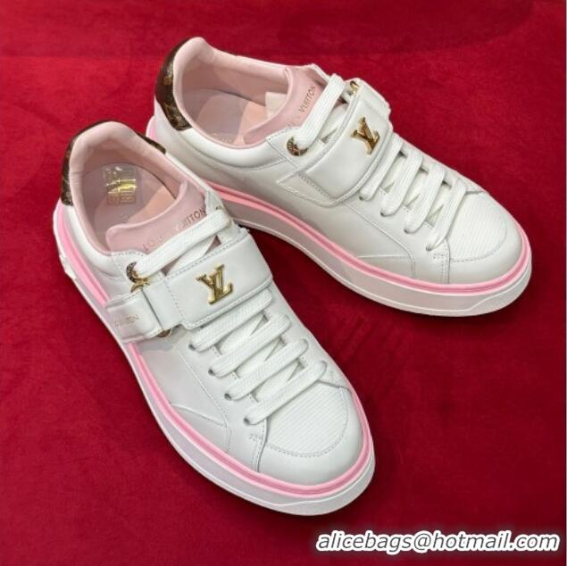 Sophisticated Louis Vuitton Time Out Sneakers with LV Velcro Strap Light Pink 407131