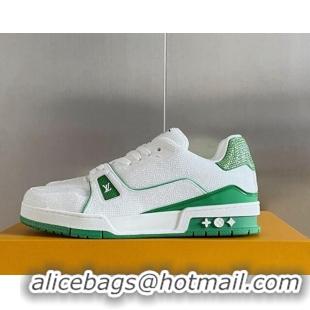 Grade Louis Vuitton LV Trainer Sneakers with Allover Crystals White/Green 0407132