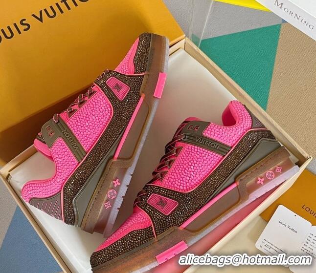 Purchase Louis Vuitton LV Trainer Sneakers with Allover Crystals Pink/Brown 407134