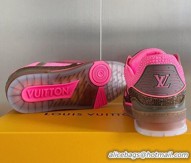 Purchase Louis Vuitton LV Trainer Sneakers with Allover Crystals Pink/Brown 407134