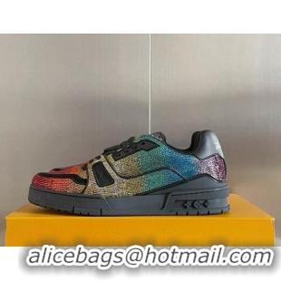 Good Quality Louis Vuitton LV Trainer Sneakers with Allover Crystals Multicolor 0412002