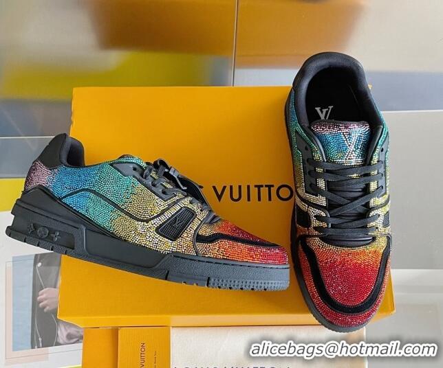 Good Quality Louis Vuitton LV Trainer Sneakers with Allover Crystals Multicolor 0412002