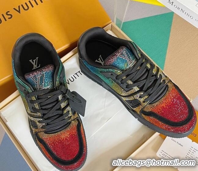 Good Quality Louis Vuitton LV Trainer Sneakers with Allover Crystals Multicolor 0412002