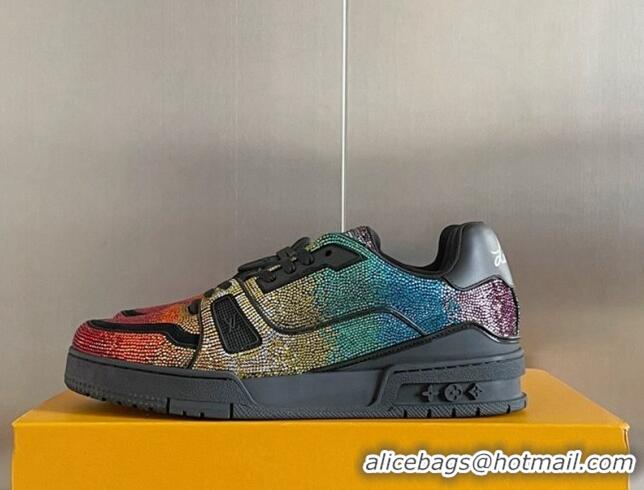 Good Quality Louis Vuitton LV Trainer Sneakers with Allover Crystals Multicolor 0412002