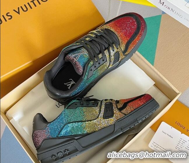 Good Quality Louis Vuitton LV Trainer Sneakers with Allover Crystals Multicolor 0412002