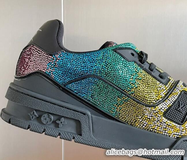 Good Quality Louis Vuitton LV Trainer Sneakers with Allover Crystals Multicolor 0412002