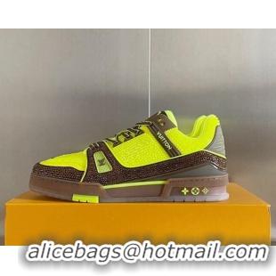 Unique Style Louis Vuitton LV Trainer Sneakers with Allover Crystals Yellow/Brown 0412007