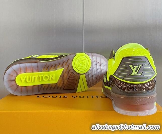 Unique Style Louis Vuitton LV Trainer Sneakers with Allover Crystals Yellow/Brown 0412007