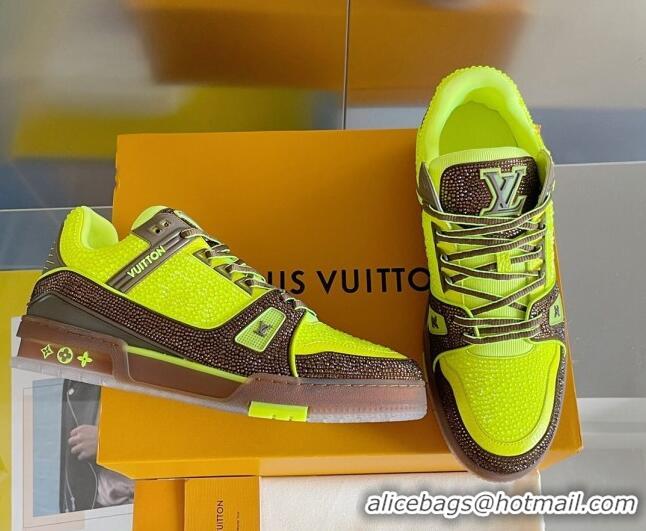 Unique Style Louis Vuitton LV Trainer Sneakers with Allover Crystals Yellow/Brown 0412007