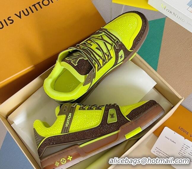 Unique Style Louis Vuitton LV Trainer Sneakers with Allover Crystals Yellow/Brown 0412007