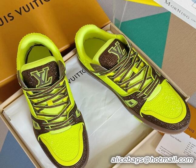 Unique Style Louis Vuitton LV Trainer Sneakers with Allover Crystals Yellow/Brown 0412007