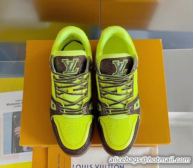 Unique Style Louis Vuitton LV Trainer Sneakers with Allover Crystals Yellow/Brown 0412007