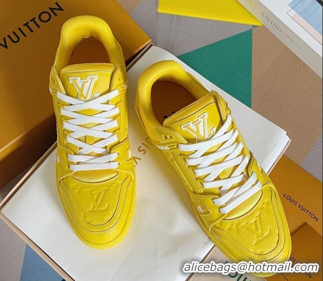 Best Grade Louis Vuitton LV Trainer Sneakers in Monogram Leather Yellow 1AAREY 0412011