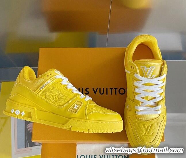 Best Grade Louis Vuitton LV Trainer Sneakers in Monogram Leather Yellow 1AAREY 0412011