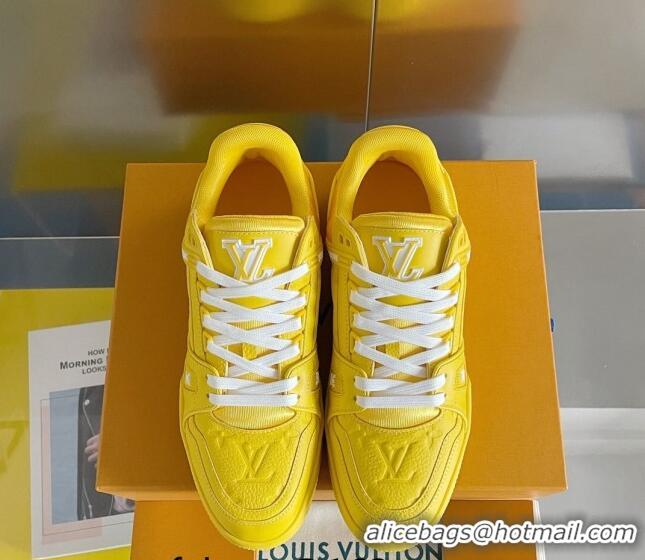 Best Grade Louis Vuitton LV Trainer Sneakers in Monogram Leather Yellow 1AAREY 0412011