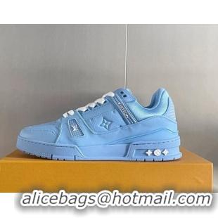 Sumptuous Louis Vuitton LV Trainer Sneakers in Monogram Leather Light Blue 1AAREY 0412012