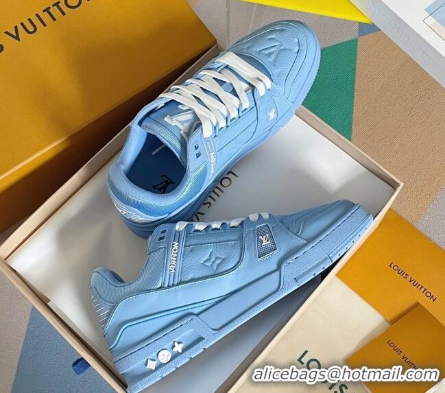 Sumptuous Louis Vuitton LV Trainer Sneakers in Monogram Leather Light Blue 1AAREY 0412012