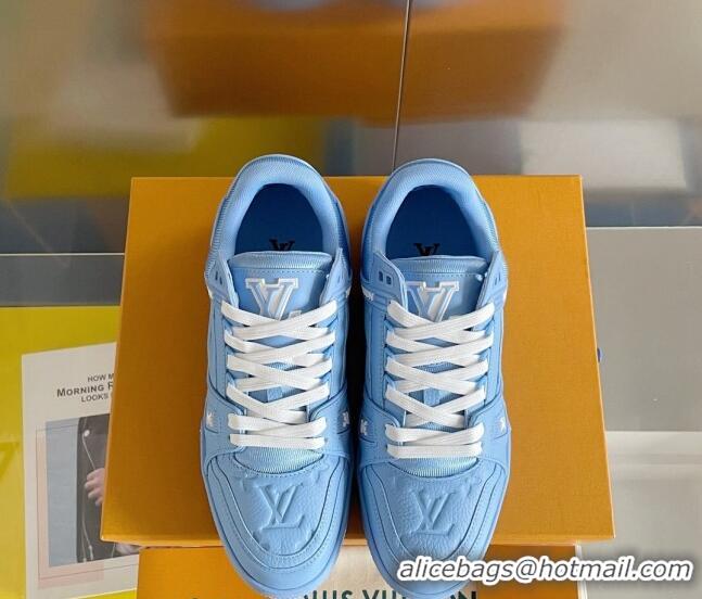 Sumptuous Louis Vuitton LV Trainer Sneakers in Monogram Leather Light Blue 1AAREY 0412012