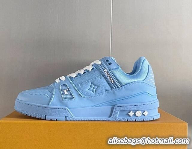 Sumptuous Louis Vuitton LV Trainer Sneakers in Monogram Leather Light Blue 1AAREY 0412012