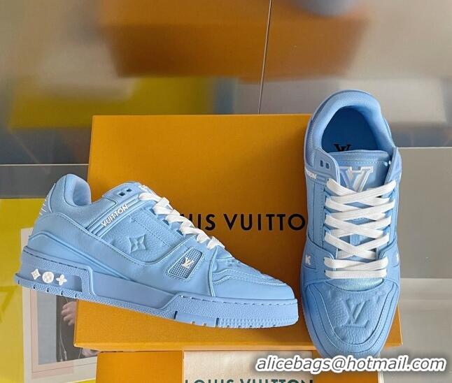 Sumptuous Louis Vuitton LV Trainer Sneakers in Monogram Leather Light Blue 1AAREY 0412012