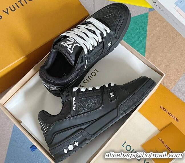 Popular Style Louis Vuitton LV Trainer Sneakers in Monogram Leather Black/White 412013