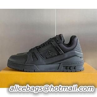 Low Price Louis Vuitton LV Trainer Sneakers in Monogram Leather All Black 0412015